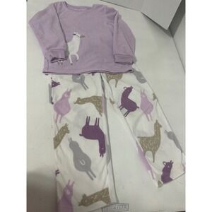 Carters Kids 6/6A Purple Llama Fleece Pajama Set Girls Sleepwear Top Bottom